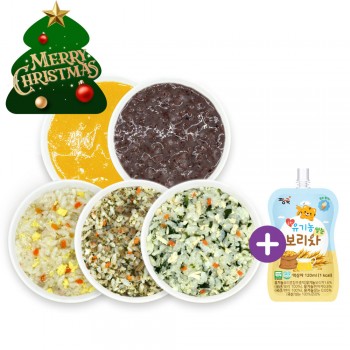 (✿˘˘✿) 행복한 성탄절 ▶ 묽은죽 냉장이유식 골고루 5팩 + 보리차 1봉