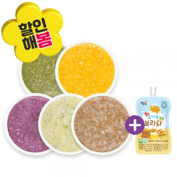 ❁할인해봄❁ ▶ 묽은죽 냉장이유식 골고루 5팩 + 보리차 1봉